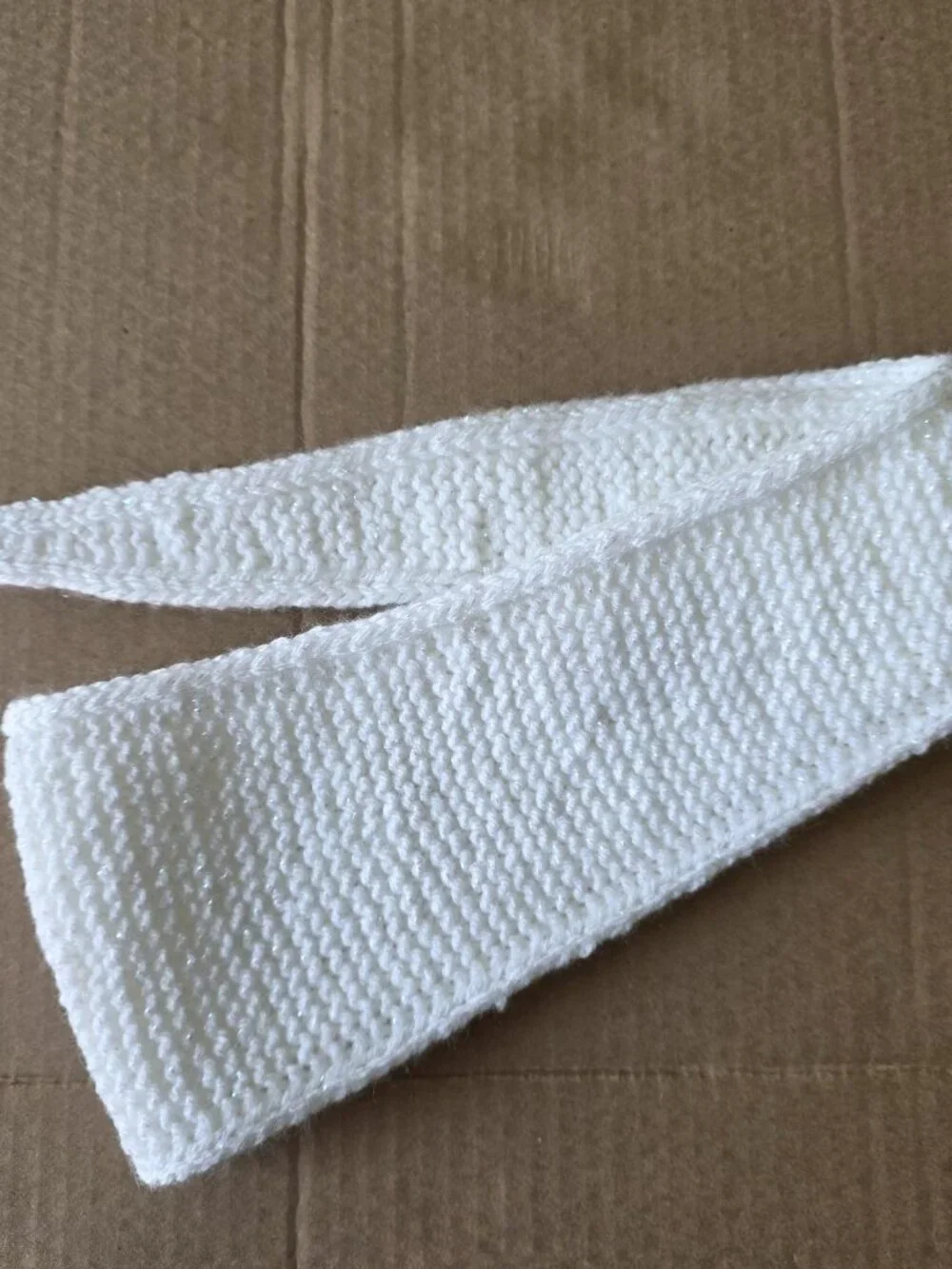 Sophie Scarf Classic Design Small Double Wrap Handmade Knitted Acrylic White